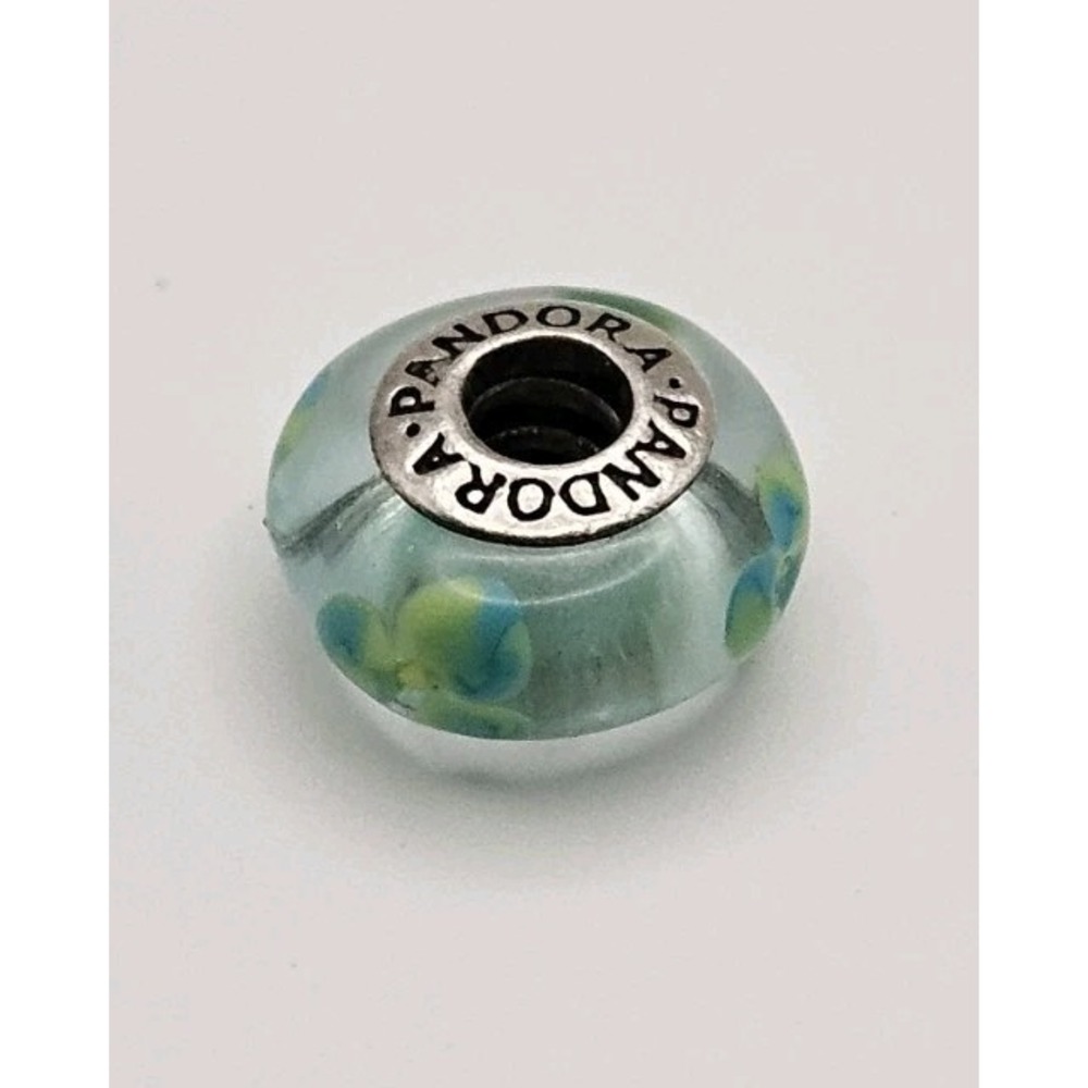 Pandora Ale 925 Sterling Retired Flowers For You Murano Glass Charm Teal